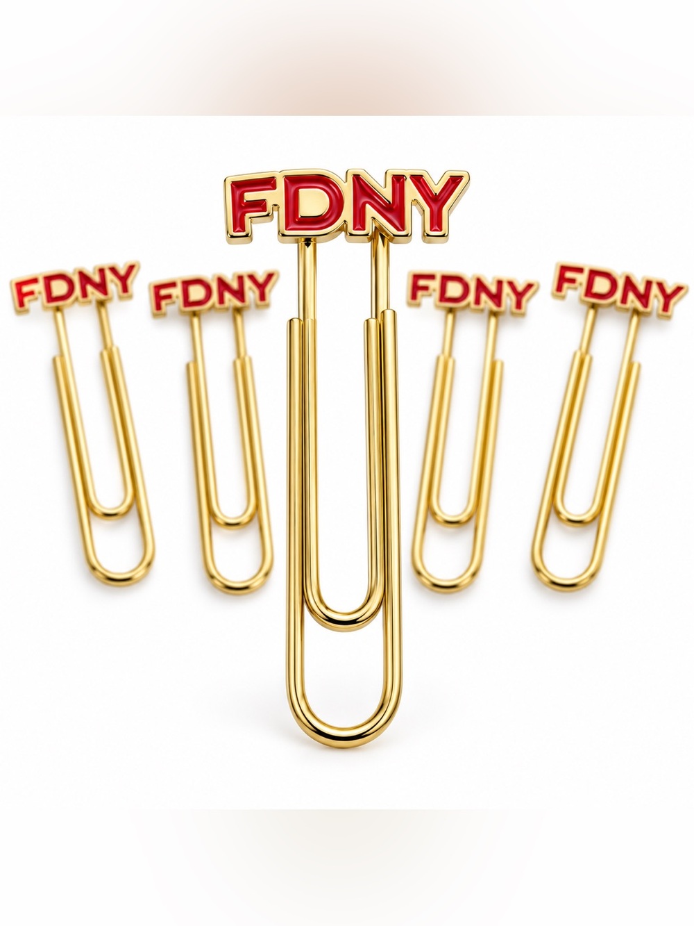FDNY Fire Department Gold & Red Bookmark Clips Set of 5